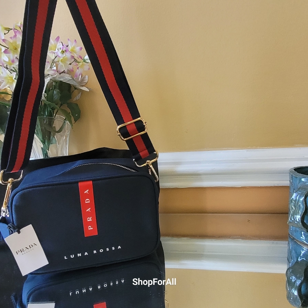 Prada Luna Rossa Black & Red pouch Travel bag Toiletry Dopp Kit Shavin… - Picture 10 of 16